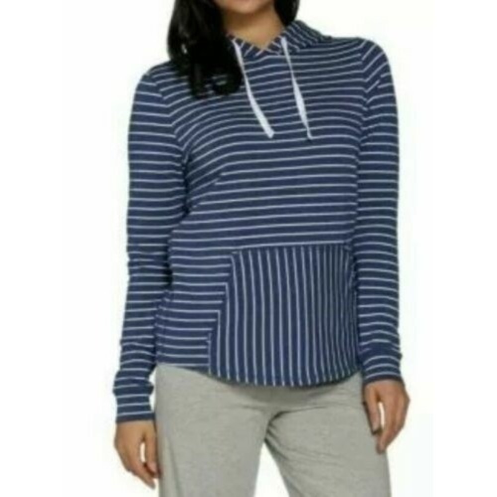NWT Anybody L French Terry Hoodie Black white trim 114030